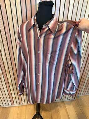 Tommy Bahama Men's Striped Silk Blend Long Sleeve Button-Down Shirt